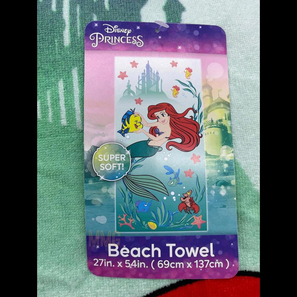 The Little Mermaid Ariel Bath Towel with Flounder & Sebastian